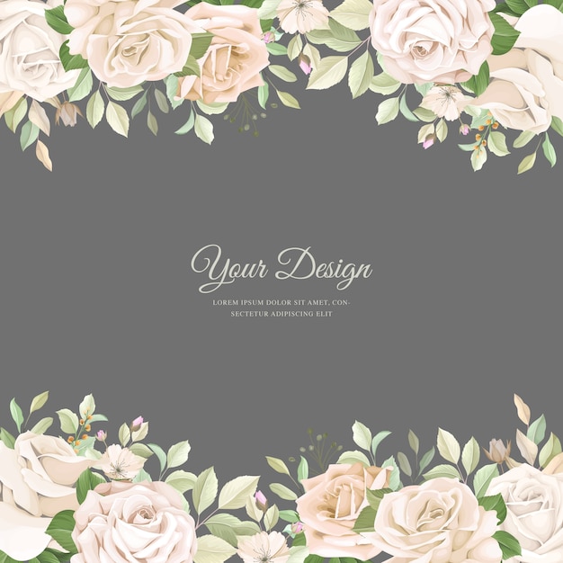 Free vector wedding invitation card with beautiful roses