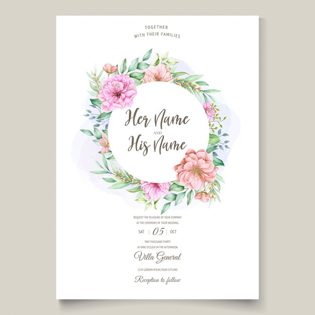 벚꽃 꽃 디자인 결혼식 초대 카드