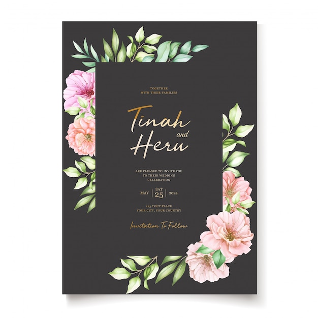 벚꽃 꽃 디자인 결혼식 초대 카드