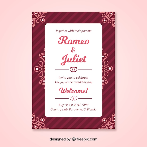 Wedding invitation card with different ornaments