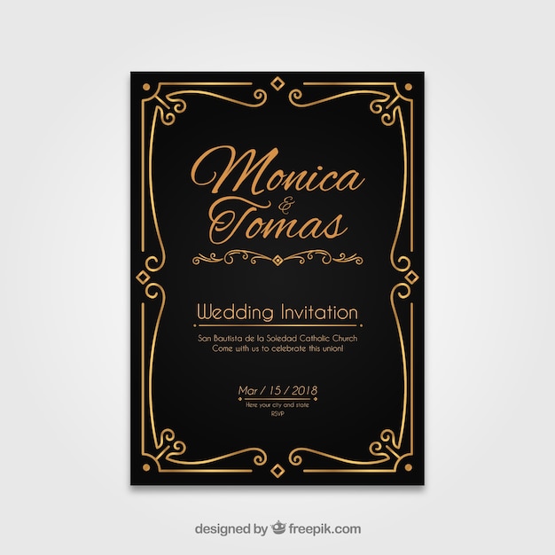 Wedding invitation card with different ornaments