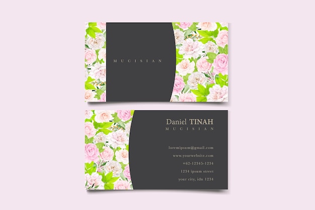 Wedding invitation card with floral and leaves set