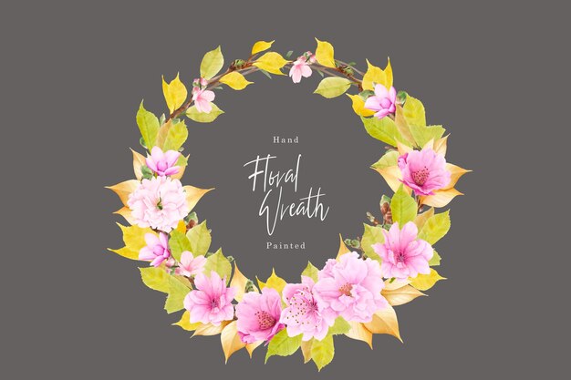 wedding invitation card with floral and leaves set