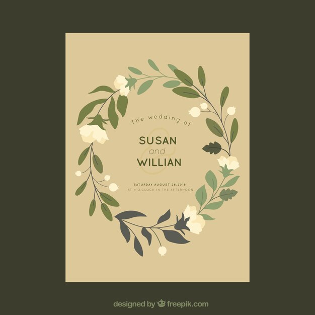 Wedding invitation card with floral ornaments