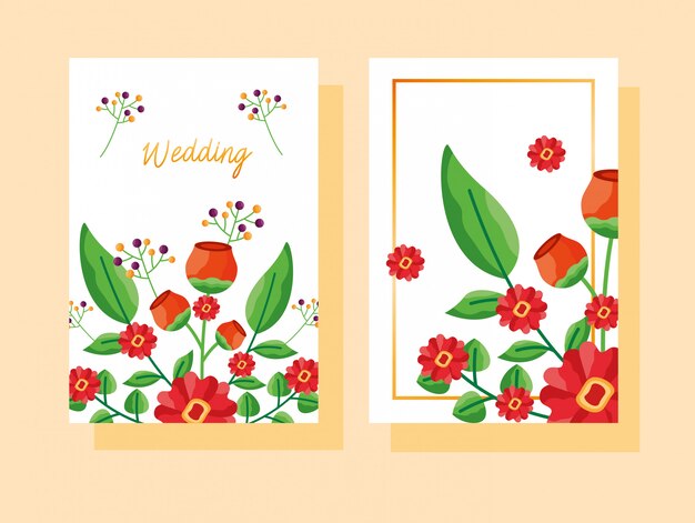 Свадебная пригласительная открытка с цветами