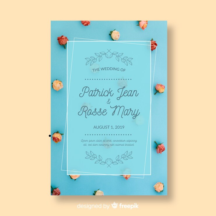 Free Vector wedding invitation card with photo