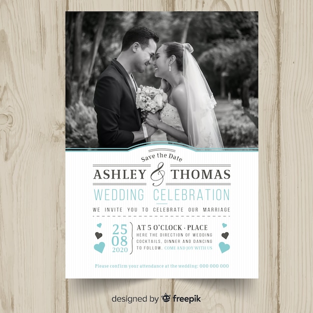 Wedding invitation card with photo