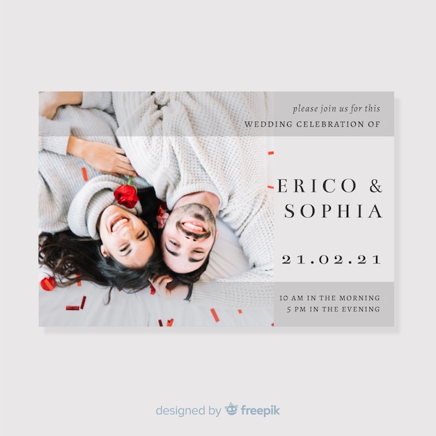 Wedding invitation card with photo