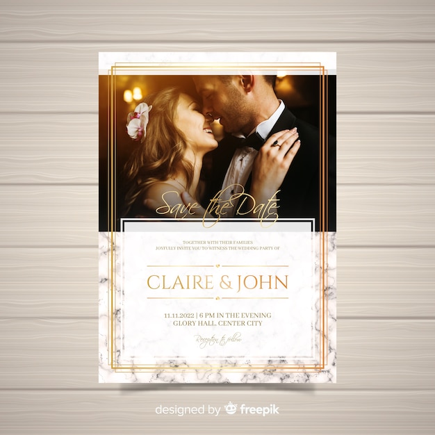 Wedding invitation card with photo