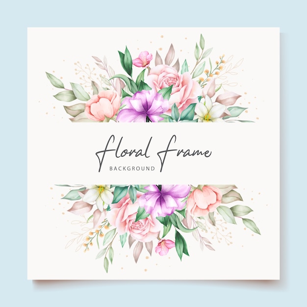 Wedding invitation card with soft green watercolor floral