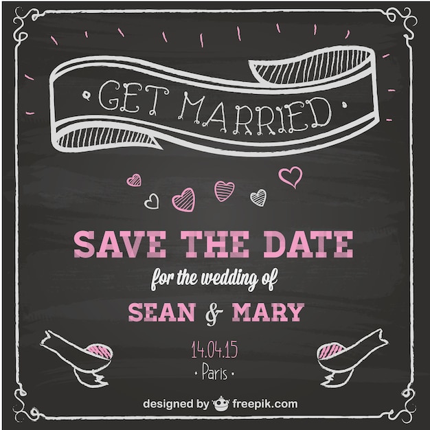 Free vector wedding invitation chalkboard design