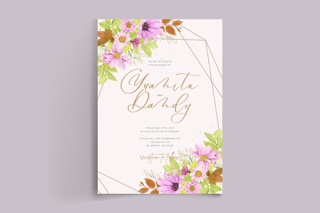 Бесплатное векторное изображение Свадебное приглашение вишнёвый цветок карточка