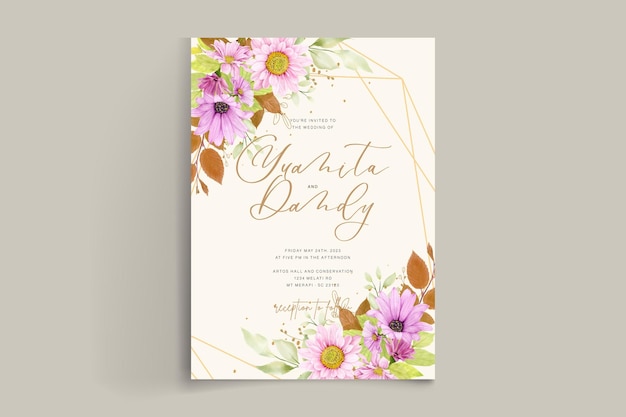 Free vector wedding invitation cherry blossom card