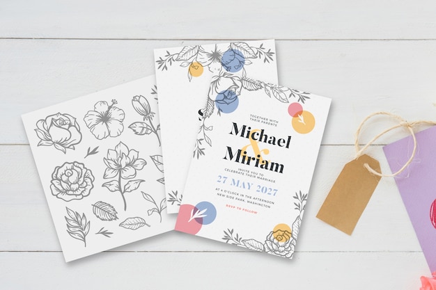 Free vector wedding invitation concept for template