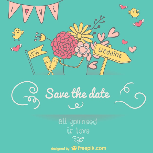 Free Vector wedding invitation drawing 