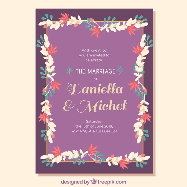 Free vector wedding invitation in flat style