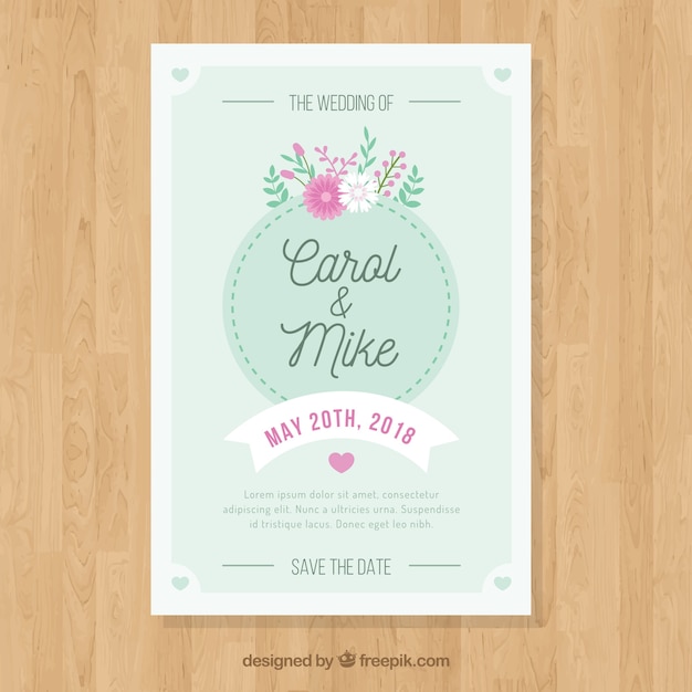 Free vector wedding invitation in flat style