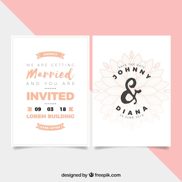 Free vector wedding invitation in flat style