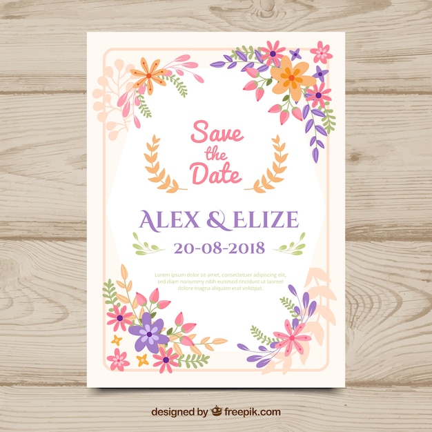 Wedding invitation in flat style