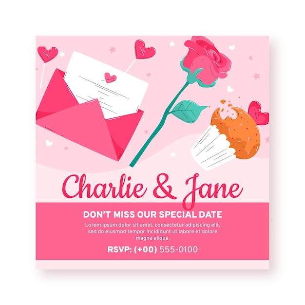 Wedding invitation flyer template