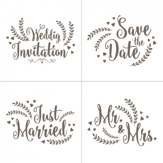 Download Free Wedding invitation letterings set SVG DXF EPS PNG ...