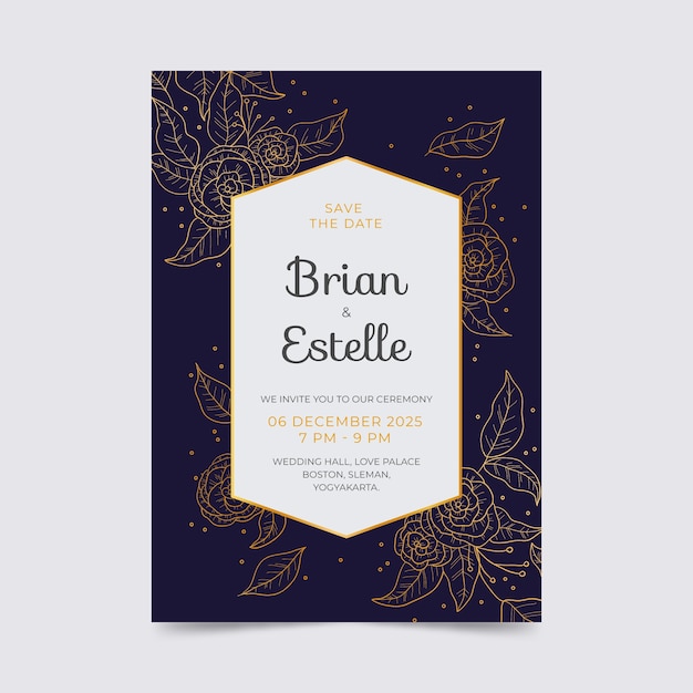 Free vector wedding invitation luxury design