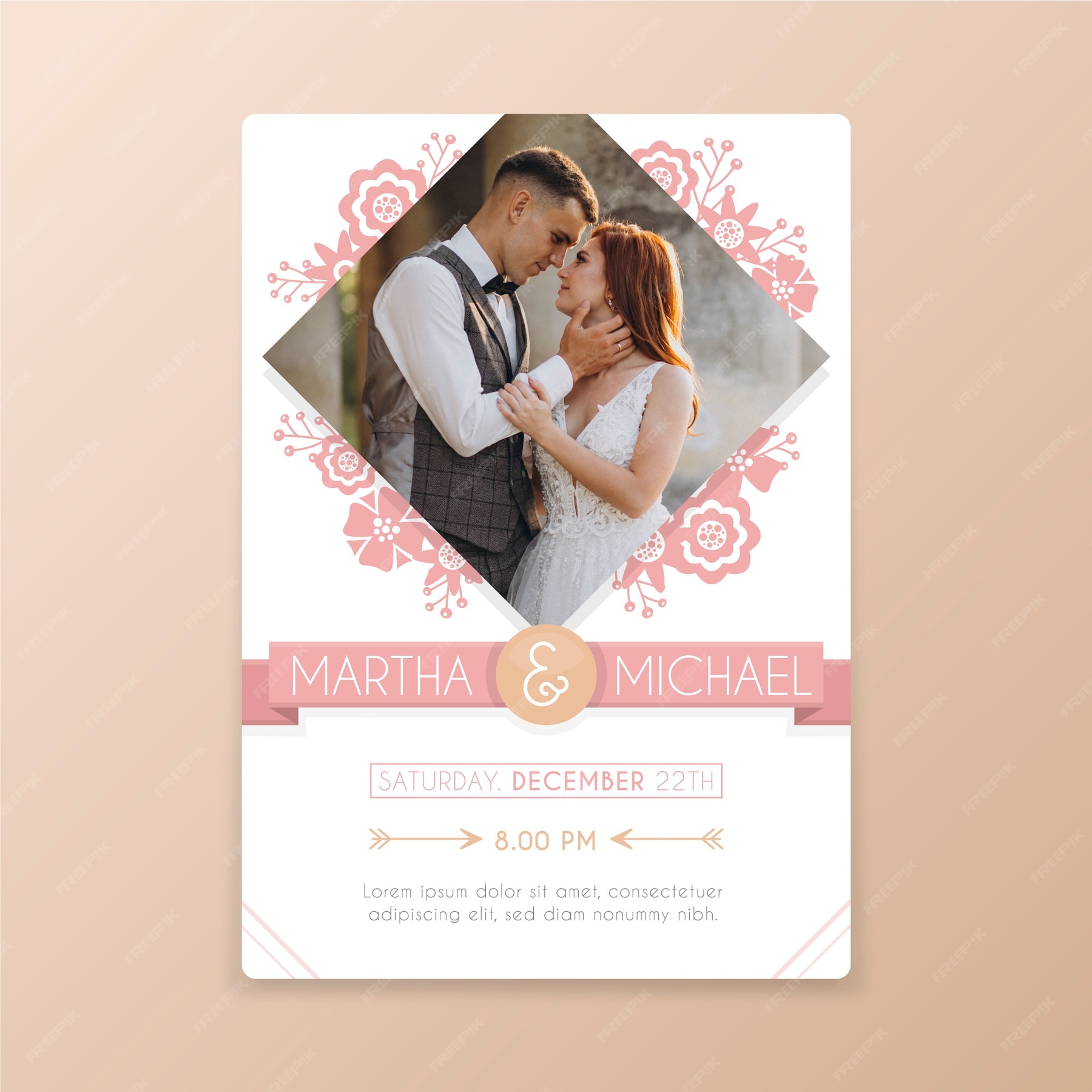 Free Vector | Wedding invitation picture template