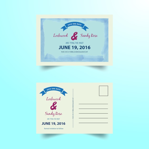 Wedding invitation postal card