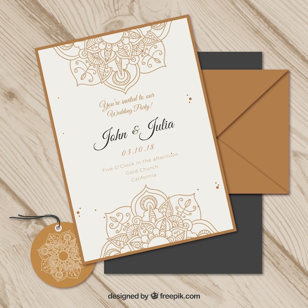 Wedding invitation set in mandala style