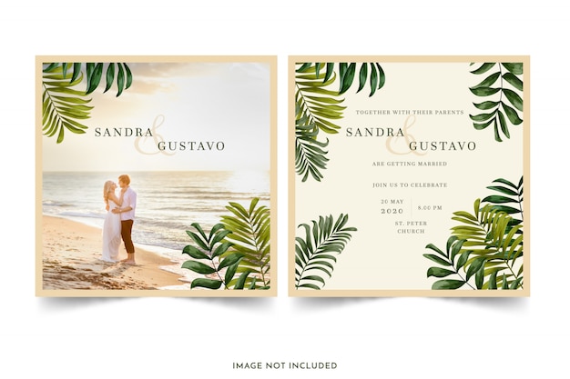 Free vector wedding invitation set with flowers