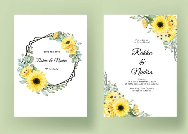 Wedding invitation set with sunflowers