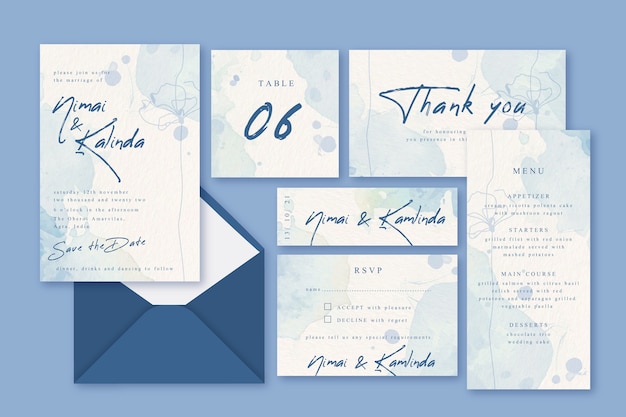 Free vector wedding invitation stationery concept