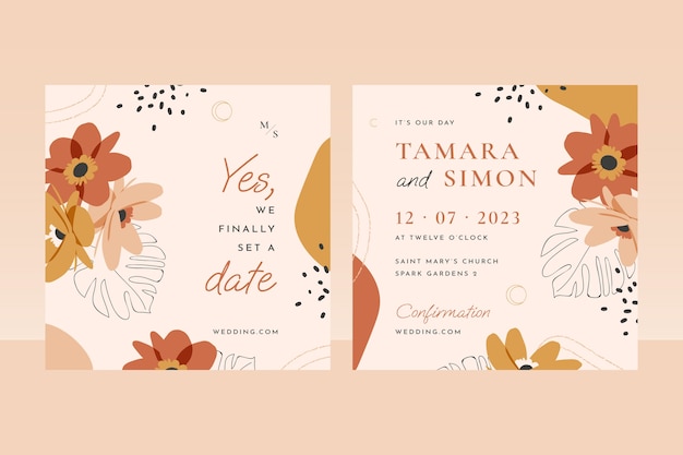Free vector wedding invitation template design