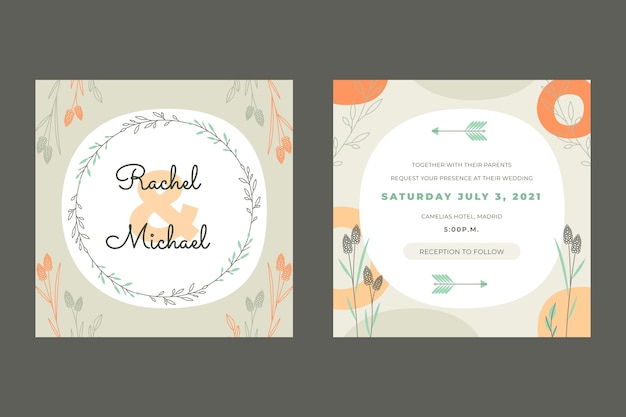 Free vector wedding invitation template design