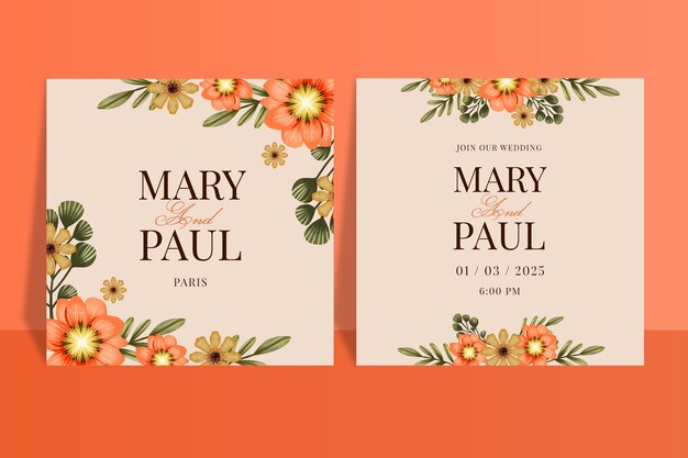 Free Vector | Wedding invitation template design