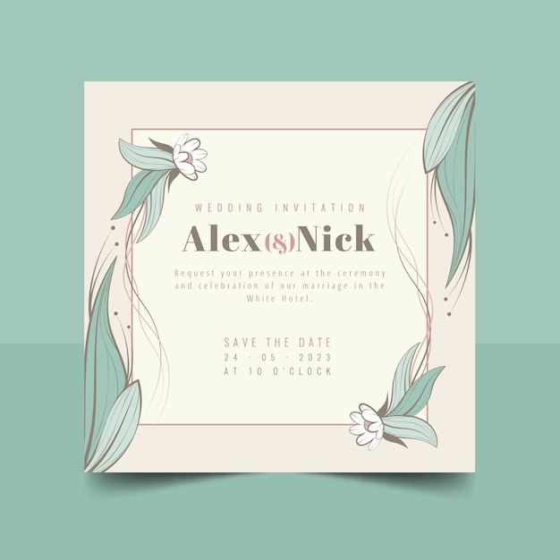 Free vector wedding invitation template design