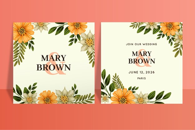 Free Vector | Wedding invitation template design
