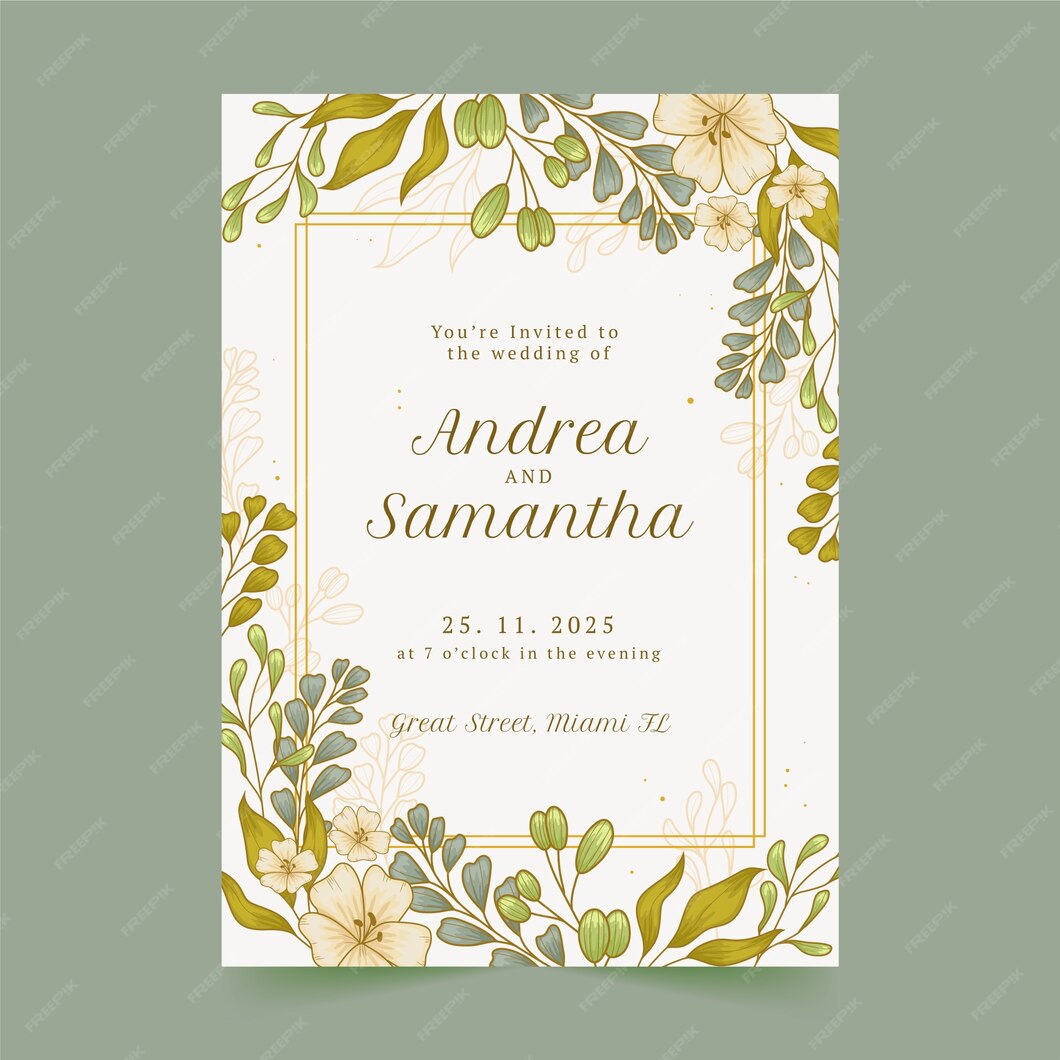 Free Vector | Wedding invitation template design