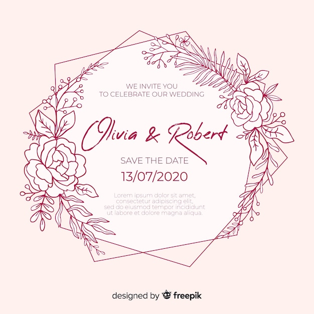 Wedding invitation template flat design