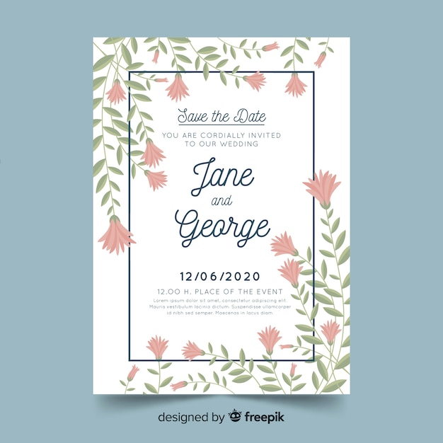 Wedding invitation template floral design