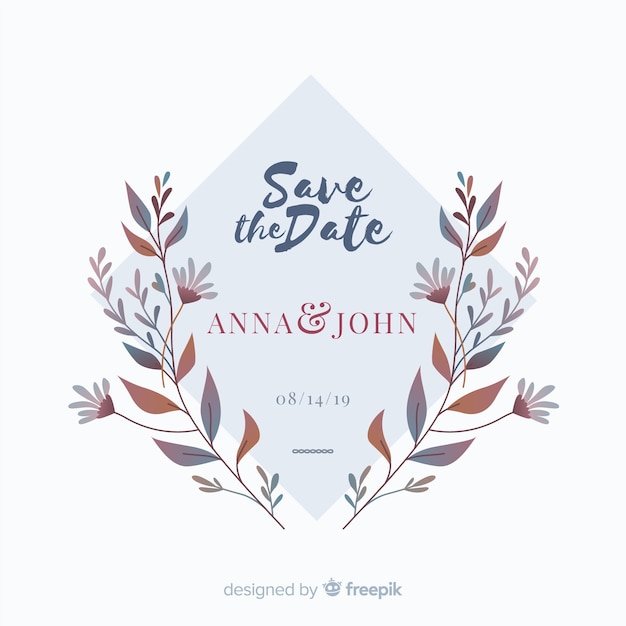 Free vector wedding invitation template floral design