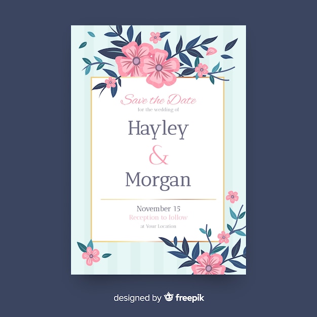 Wedding invitation template floral details