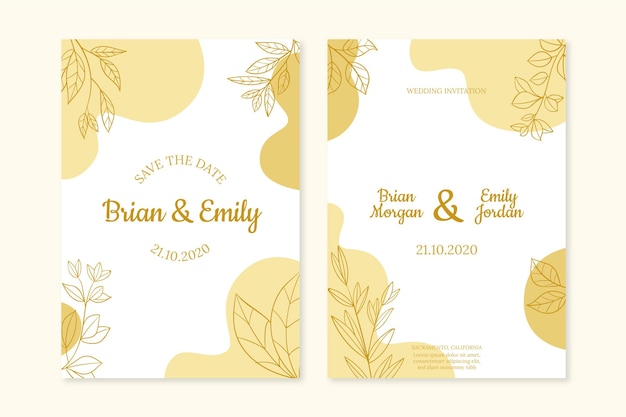 Wedding invitation template golden style