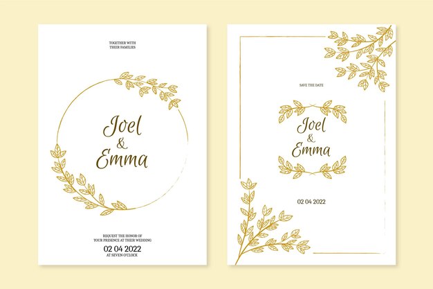 Wedding invitation template hand drawn