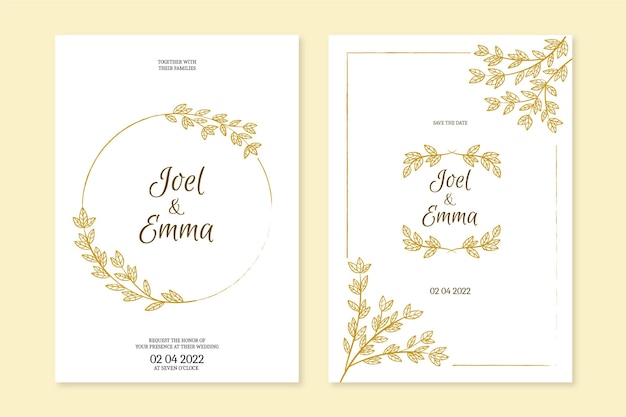 Wedding invitation template hand drawn