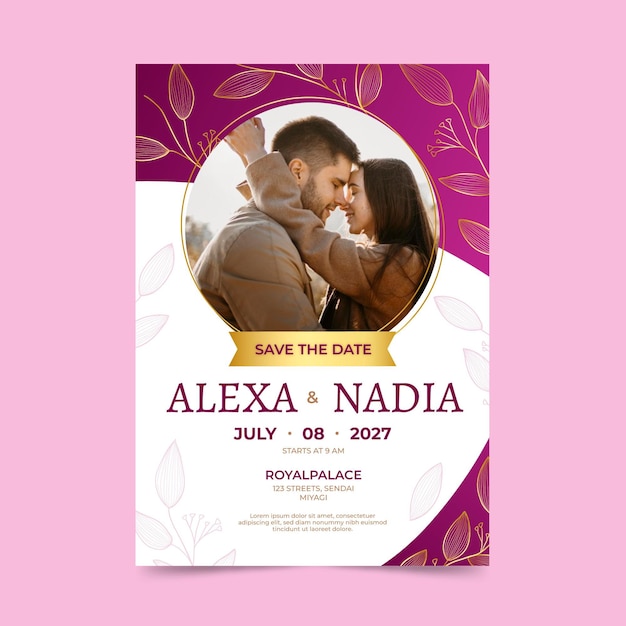 Free vector wedding invitation template theme