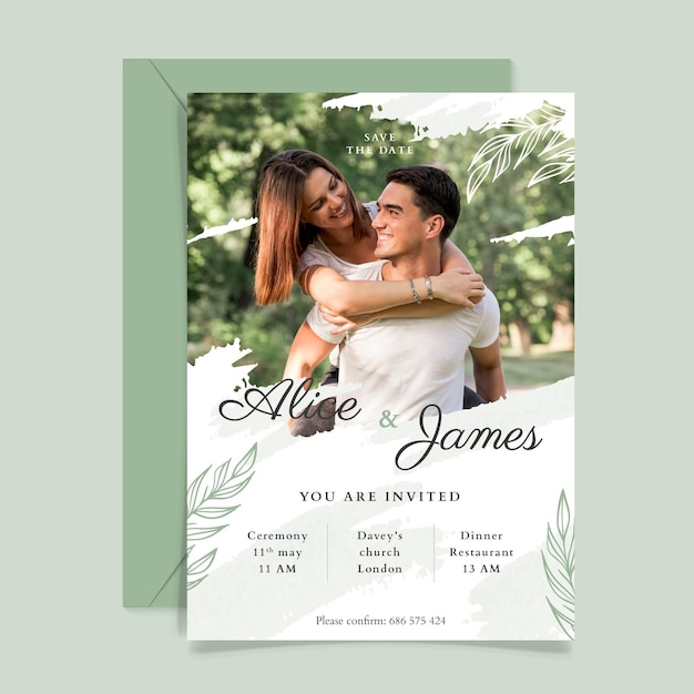 Free vector wedding invitation template theme