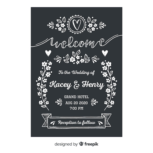Wedding invitation template in vintage style