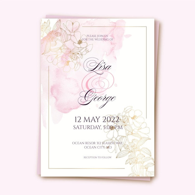 Wedding invitation template in watercolor