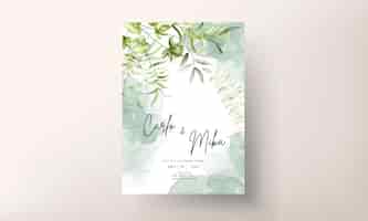 無料ベクター 美しい水彩画の葉と結婚式の招待状のテンプレート